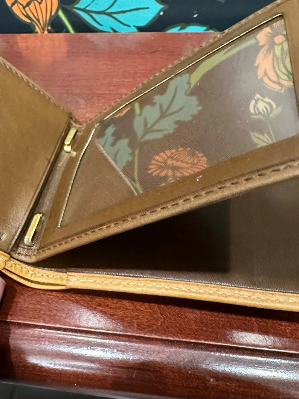 Loewe French Layout Unisex Camel Leather Money Clip Wallet Made in Spain